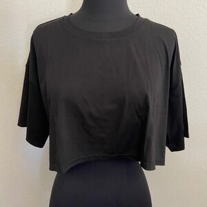 Anna-Kaci Crop Top Boxy Tee Short Sleeve Casual Black T-Shirt XL‎ Activewear NEW